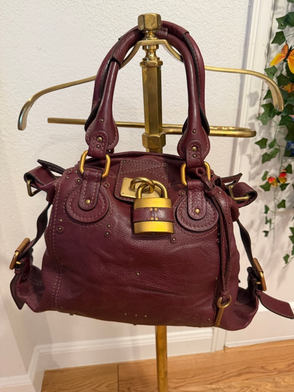 Chloe Mulberry Leather Satchel with Gold Hardware Large